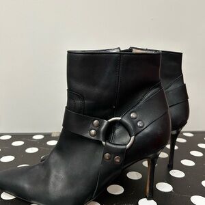 Manolo Blahnik Black Heeled Boots with Buckle Detail